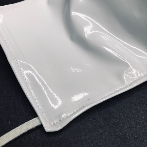 Handmade White Vinyl PVC Face Mask Wet Look Cosplay Costume Womens Mens Cyber - Picture 4 of 9